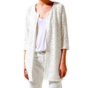 Zara white lace open front jacket Size L